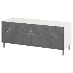 ikea bestå TV bench with doors, white Bergsviken/Ösarp/black, 120x42x48 cm-picture-8