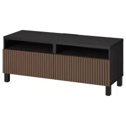 ikea bestå TV bench with drawers, black-brown Björköviken/Stubbarp/brown stained oak veneer, 120x42x48 cm image 1