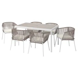 ikea segerön Table+6 chairs w armrests, outdoor, white/beige/Frösön/Duvholmen beige, 147 cm-picture-18