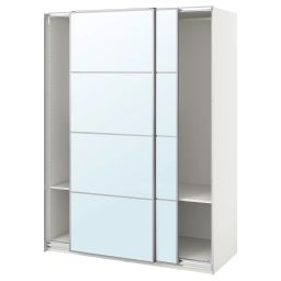 ikea pax / auli Wardrobe with sliding doors, white/mirror glass, 150x66x201 cm-picture-30