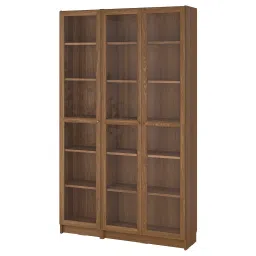 ikea billy / oxberg Bookcase combination w glass doors, brown walnut effect/clear glass, 120x30x202 cm-picture-29