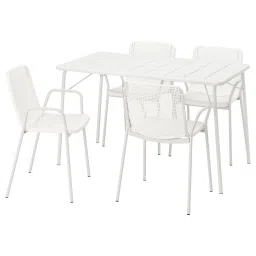 ikea torparö Table+4 chairs w armrests, outdoor, foldable white/white, 130x74 cm-picture-27