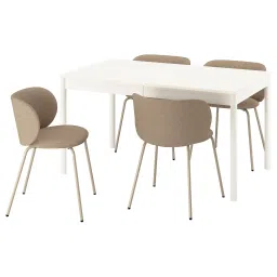 ikea tonstad Table and 4 chairs, off-white/Tonerud dark beige, 140/196x85 cm-picture-13