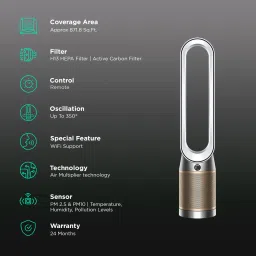 dyson TP09 Cool Formaldehyde Air Purifier (Easy Filter Care, 394530-01, White/ Gold) image 2