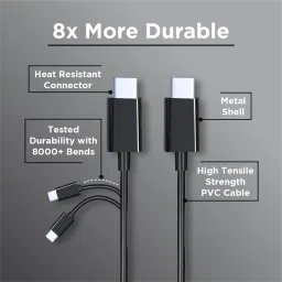 Croma Type C to Type C 3.3 Feet (1M) Cable (Apple Compatible, Black) image 4