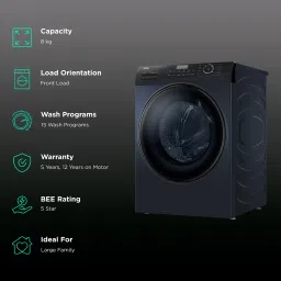Haier 8 kg 5 Star Inverter Fully Automatic Front Load Washing Machine (HW80-IM12929CBK, Anti Bacterial Technology, Black) image 2