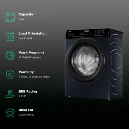 Haier 7 kg 5 Star Inverter Fully Automatic Front Load Washing Machine (HW70-IM12929BKU1, Anti Bacterial Technology, Black) image 2