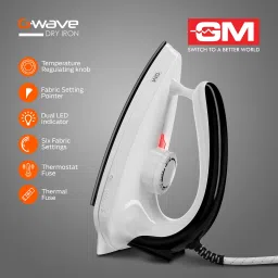GM Wave 1000 Watts Dry Iron (Aerodynamic Design, 45DIWV105BKPLFT, Black) image 3