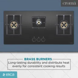 Elica PRO FB MFC 3B 90 DX FFD Glass Top 3 Burner Automatic Electric Hob (Round Metallic Knob, Black) image 5