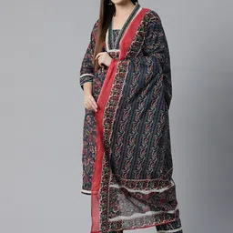 Readiprint Fashions Women Floral Printed Regular Pure Cotton Kurta with Trousers & Dupatta-image-63