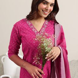 Libas Ethnic Motifs Printed Straight Kurta with Trousers & Dupatta-picture-1