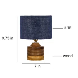 Blue Shade Table Lamp With Wood Base By New Era image 4