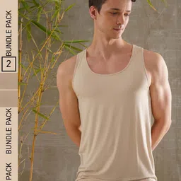 DAMENSCH Men Pack Of 2 Anti- Microbial Solid Bamboo Innerwear Vests-picture-23