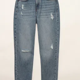XABIRI Girls Slim Fit Mildly Distressed Pure Cotton Light Fade Jeans-picture-19