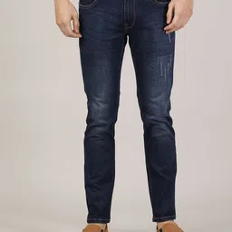 MERCHANT MARINE Men Blue Slim Fit Mildly Distressed Light Fade Jeans-image-23
