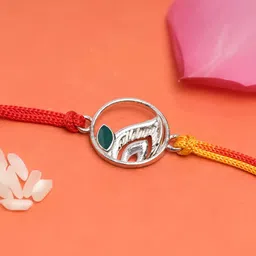 GIVA 925 Sterling Silver Peacock Feather Rakhi with Roli Chawal-picture-57