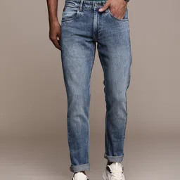 WROGN Men Slim Fit Mid-Rise Low Distress Heavy Fade Stretchable Jeans-picture-39