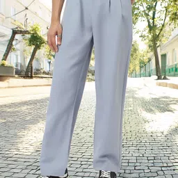 Urbano Fashion Men Light Blue Loose Baggy Fit Solid Stretchable Korean Trousers-picture-39