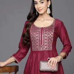Libas Yoke Design Sequinned Kurta-image-5