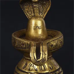 Exotic India Gold-Toned Religious Brass Shiva Linga with Snake Crowning Showpiece-image-15