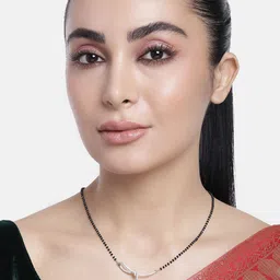 ABDESIGNS Silver-Plated American Diamond & Beaded Mangalsutra-image-18