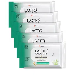 Lacto Calamine Set of 5 Daily Cleansing Wipes with Aloe Vera & Cucumber - 25 Wipes Each-picture-28