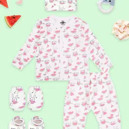 The Mom Store Infant Pack Of 5 Printed Pure Cotton Baby Apparel Gift Set-picture-28