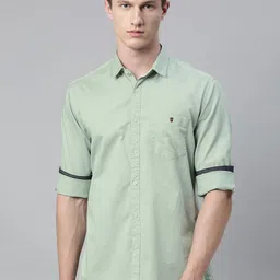 Louis Philippe Jeans Men Green Slim Fit Solid Pure Cotton Casual Shirt-picture-33