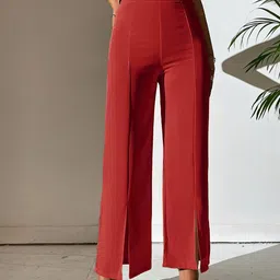BAESD Women Relaxed Straight Leg High-Rise Wrinkle Free Parallel Trousers-image-10