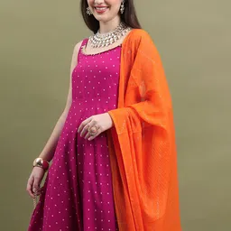 Vishudh Geometric Printed Kurta with Palazzos & Dupatta-image-0