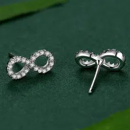 Zisthi 925 Sterling Silver Rhodium-Plated Infinity Zircon Earrings-picture-51