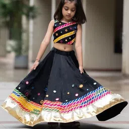 BAESD Girls Embroidered Mirror Work Ready to Wear Lehenga & Blouse-picture-20