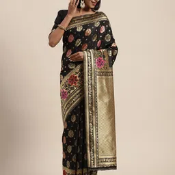 Saree mall Black & Gold-Toned Woven Design Banarasi Saree-picture-33