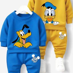 Minicult Kids Pack of 2 Printed Round Neck Long Sleeves Sweatshirt With Joggers-picture-10