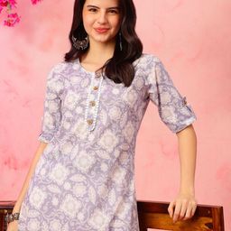 Anouk Rustic Floral Printed Round Neck Cotton Straight Kurta-picture-45