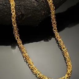 roadster Rubans Men 18K Gold Plated Intricate Woven Link Chain Necklace-picture-10