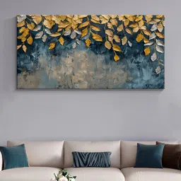 999Store Blue & Off White Canvas Floral and Botanical Wall Painting-image-86