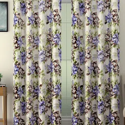 SWAYAM Blue & Green Set of 2 Floral Room Darkening Door Curtain-image-50