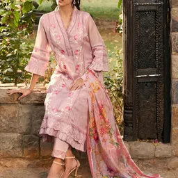 Indo Era Women Floral Embroidered Panelled Thread Work Kurta with Trousers & With Dupatta-picture-18