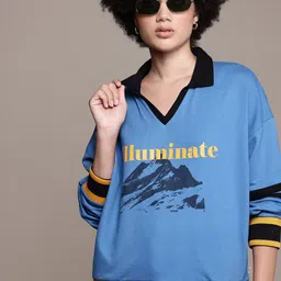 The Roadster Lifestyle Co. Shirt Collar Printed Pullover Sweatshirt-picture-29