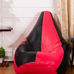 THREADVIBE LIVING Pink & Black Double Shaded Teardrop Bean Bag With Beans image 1
