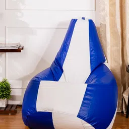 THREADVIBE LIVING Blue & White Double Shaded Teardrop Bean Bag With Beans-picture-20