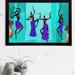 eCraftIndia Blue & Red Tribal Theme Satin Matt Textured UV Wall Art-picture-33