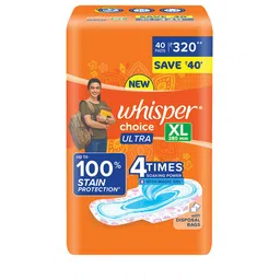 Whisper Choice Ultra Wings XL Sanitary Pads with Disposal Bags - 40 Pads-picture-19