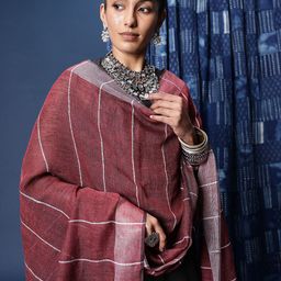 Taavi Striped Linen Dupatta with Sequinned Detail-picture-8