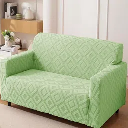 HOUSE OF QUIRK Jacquard Fabric 2 Seater 220 GSM Texture Sofa Cover-picture-42