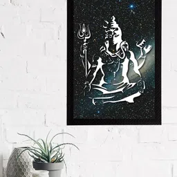 eCraftIndia Black & White Lord Shiva Satin Matt Texture UV Wall Art-picture-43