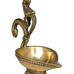 Exotic India Diya with Parrot Handle In Brass Pooja Essential image 4