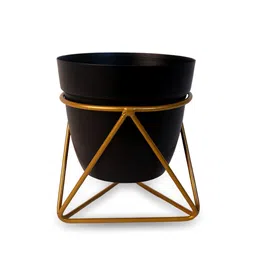 Nymph Reva Home Black & Gold-Toned Indoor Flower Pot With Stand image 4