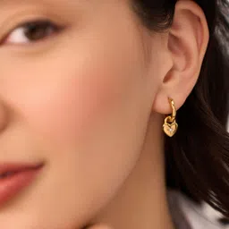 Elinor Jewels Stainless Steel 18K Gold Plated Cubic Zirconia Studded Hoop Earrings image 3